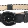 Guadalajara Western Wear Men White Diamond Soga En Linea Leather Belt - Negro