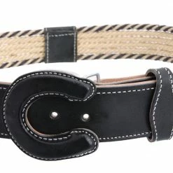 Guadalajara Western Wear Men White Diamond Soga En Linea Leather Belt - Negro