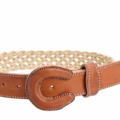 Guadalajara Western Wear Men White Diamond Escalera Cruzada Leather Belt - Natural
