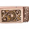 Guadalajara Western Wear White Diamond Lazer Cut Leather Belt - Natural Men