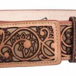 Guadalajara Western Wear White Diamond Lazer Cut Leather Belt - Miel Men