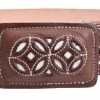 Guadalajara Western Wear White Diamond Nevajeado Leather Belt - Cafe