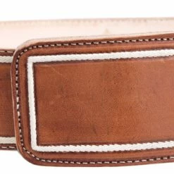 Guadalajara Western Wear White Diamond Pita Cordenado Leather Belt - Natural Men