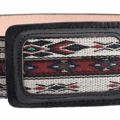 Guadalajara Western Wear Men White Diamond Cintilla Leather Belt - Vino