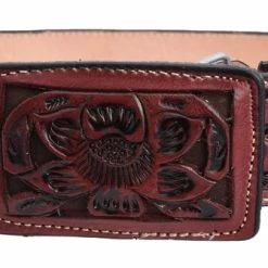 Guadalajara Western Wear White Diamond Cincelado Leather Belt - Cognac Men