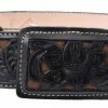 Guadalajara Western Wear White Diamond Cincelado Leather Belt - Negro