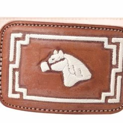 Guadalajara Western Wear Men White Diamond Piteado Regular Leather Belt - Natural
