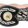 Guadalajara Western Wear White Diamond Piteado Regular Leather Belt - Negro Men