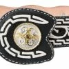 Guadalajara Western Wear White Diamond Piteado Regular Leather Belt - Negro