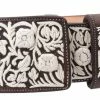 Guadalajara Western Wear White Diamond Piteado Fino Leather Belt - Cafe Men
