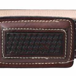 Guadalajara Western Wear Men White Diamond Cerda Leather Belt - Cafe