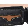 Guadalajara Western Wear White Diamond Torrito Leather Belt - Negro