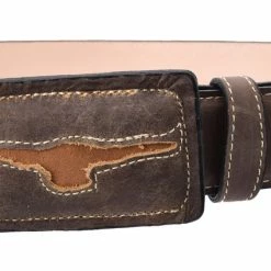 Guadalajara Western Wear White Diamond Torrito Leather Belt - Chocolate