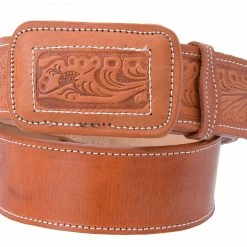 Guadalajara Western Wear White Diamond Cincelado Medio Leather Belt - Natural Men