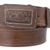 Guadalajara Western Wear White Diamond Cincelado Medio Leather Belt - Cafe
