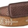 Guadalajara Western Wear White Diamond Rodeo Puntera Grabado Leather Belt - Miel Chocolate Men