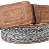 Guadalajara Western Wear White Diamond Costal Leather Belt - Cafe / Azul Men