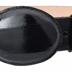 Guadalajara Western Wear White Diamond Anguila Leather Belt - Negro