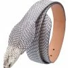 Guadalajara Western Wear White Diamond Cobra Con Cabeza Leather Belt - Natural Men