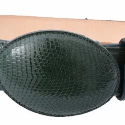 Guadalajara Western Wear White Diamond Lizard Leather Belt - Verde