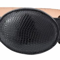 Guadalajara Western Wear White Diamond Lizard Leather Belt - Negro