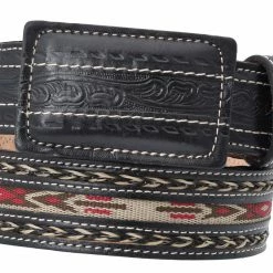 Guadalajara Western Wear White Diamond Cerda Con Cintilla Leather Belt - Negro Men