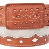 Guadalajara Western Wear Men White Diamond Pelo De Vaca Leather Belt - Natural