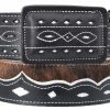 Guadalajara Western Wear White Diamond Pelo De Vaca Leather Belt - Negro Men