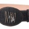 Guadalajara Western Wear White Diamond Mezclilla Leather Belt - Negro