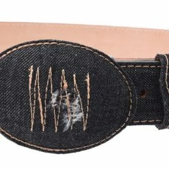 Guadalajara Western Wear White Diamond Mezclilla Leather Belt - Negro