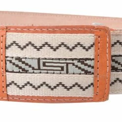 Guadalajara Western Wear White Diamond Cintilla Completa Leather Belt - Natural Men