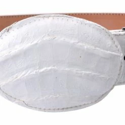 Guadalajara Western Wear White Diamond Caiman Belly Imitation Leather Belt - Blanco