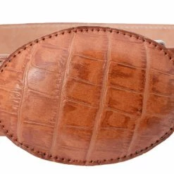 Guadalajara Western Wear White Diamond Caiman Imitation Leather Belt - Cognac Men