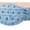 Guadalajara Western Wear White Diamond Cocodrilo Imitation Leather Belt - Azul