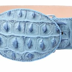 Guadalajara Western Wear White Diamond Cocodrilo Imitation Leather Belt - Azul