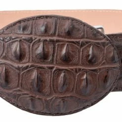 Guadalajara Western Wear White Diamond Cocodrilo Imitation Leather Belt - Cafe