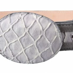 Guadalajara Western Wear White Diamond Oso Imitation Leather Belt - Gris