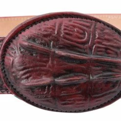 Guadalajara Western Wear White Diamond Caiman Print Leather Belt - Brillo Rojo Men
