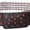 Guadalajara Western Wear White Diamond Corcholata Leather Belt - Rojo Men