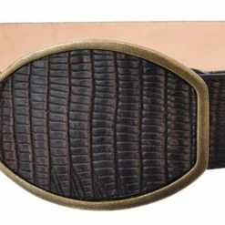 Guadalajara Western Wear White Diamond Lizard Print Leather Belt - Cafe Men