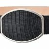 Guadalajara Western Wear Men White Diamond Lizard Print Leather Belt - Negro