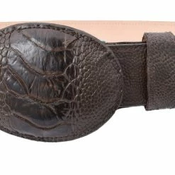 Guadalajara Western Wear White Diamond Pata De Avestruz Leather Belt - Cafe Men