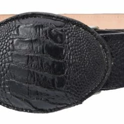 Guadalajara Western Wear White Diamond Pata De Avestruz Leather Belt - Negro