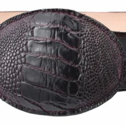 Guadalajara Western Wear White Diamond Pata De Avestruz Leather Belt - Vino