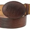 Guadalajara Western Wear Men White Diamond Lizard Leather Belt - Brown