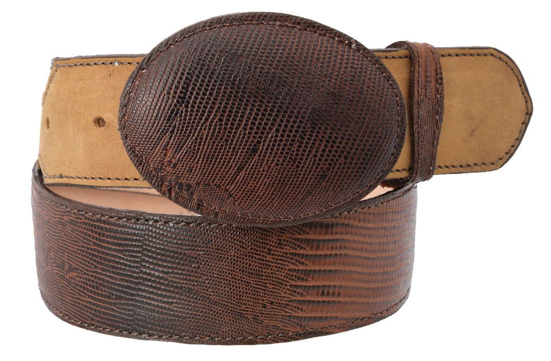 Guadalajara Western Wear Men White Diamond Lizard Leather Belt - Brown 3 Guadalajara Western Wear Men White Diamond Lizard Leather Belt - Brown