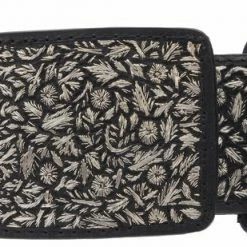Guadalajara Western Wear White Diamond Hilo De Plata Fino Leather Belt - Negro Men