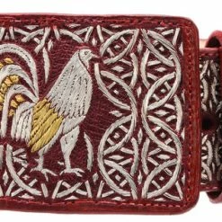 Guadalajara Western Wear White Diamond Hilo De Plata Fino Leather Belt - Vino