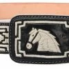 Guadalajara Western Wear White Diamond Piteado Regular Leather Belt - Negro Men