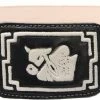 Guadalajara Western Wear Men White Diamond Piteado Regular Leather Belt - Negro